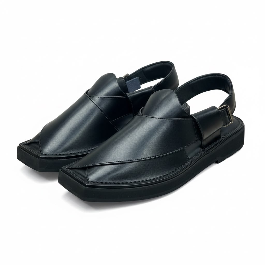 Premium Kaptaan Chappal - Black