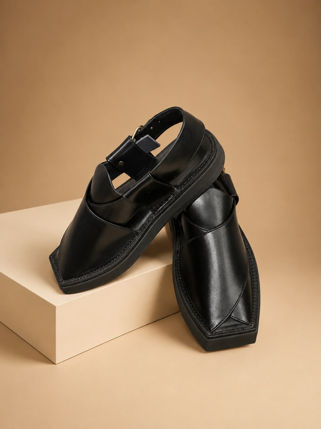 Premium Kaptaan Chappal - Black
